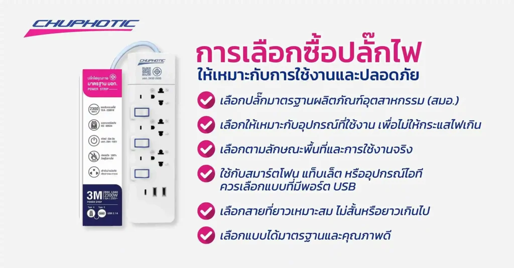 การเลือกซื้อปลั๊กไฟให้เหมาะกับการใช้งานและปลอดภัย