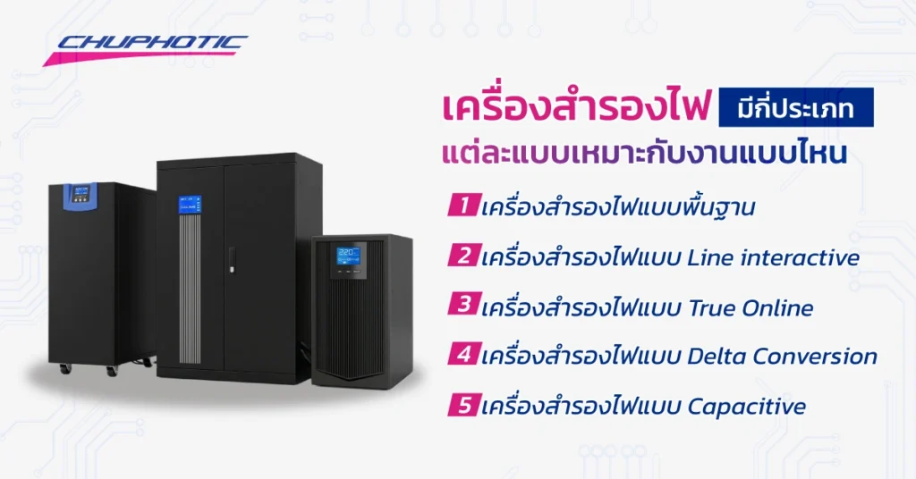 เครื่องสำรองไฟมีกี่ประเภท แต่ละแบบเหมาะกับงานแบบไหน
